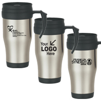 16 Oz. Stainless Steel Travel Mug With Slide Action Lid And Plastic Inner Liner